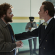 Seth Rogen (left) as Apple co-founder, Steve Wozniak, and Michael Fassbender (right) as Jobs.